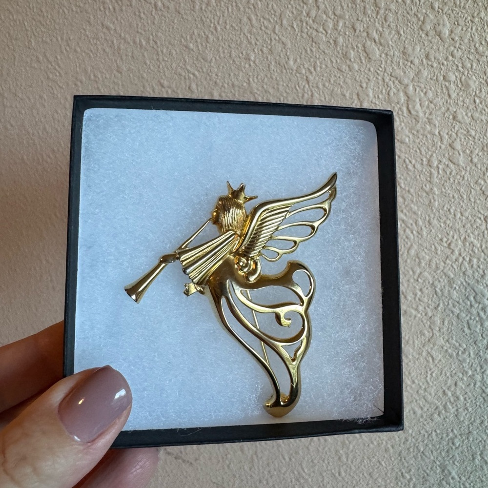 Vintage Givenchy gold plated Angel brooch